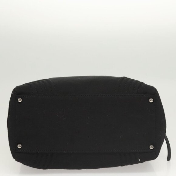 CHANEL COCO Mark Chain Hand Bag Cotton Black Silver CC Auth BD2146 - Picture 6 of 16